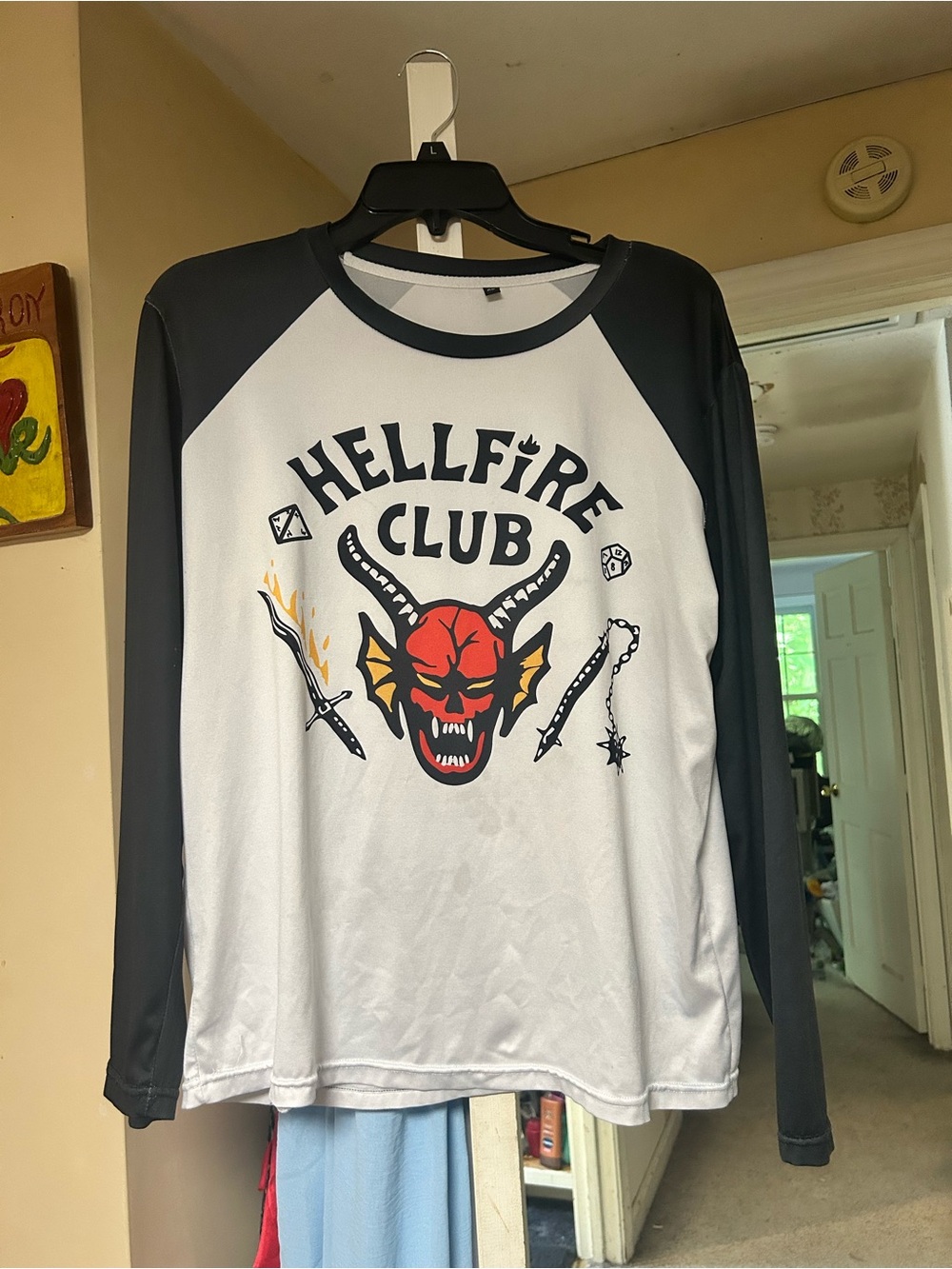 Hellfire Club Graphic Raglan Top - White & Black